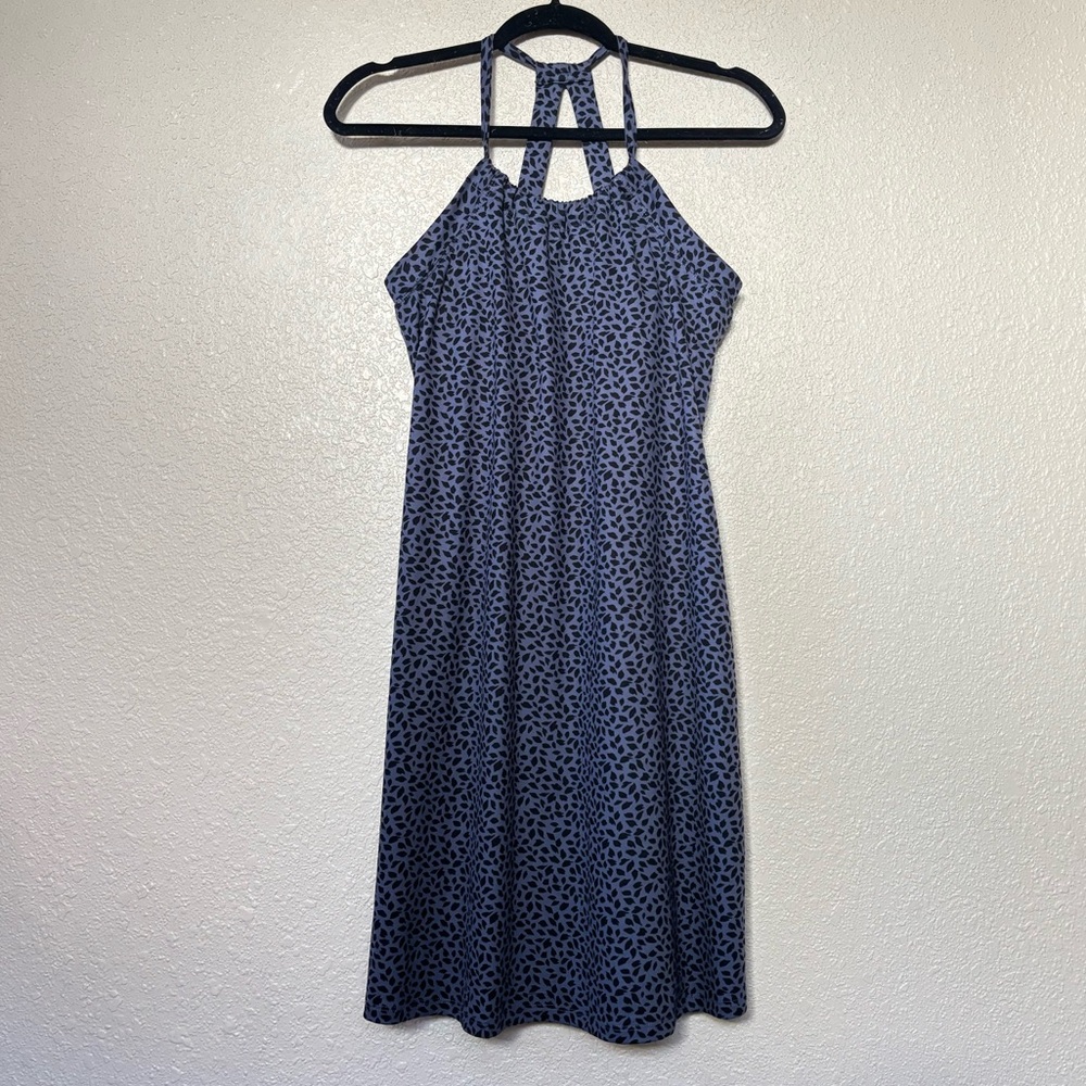 Eddie Bauer Blue & Black Spotted Leopard Print Athletic Dress Small - Picture 1 of 9